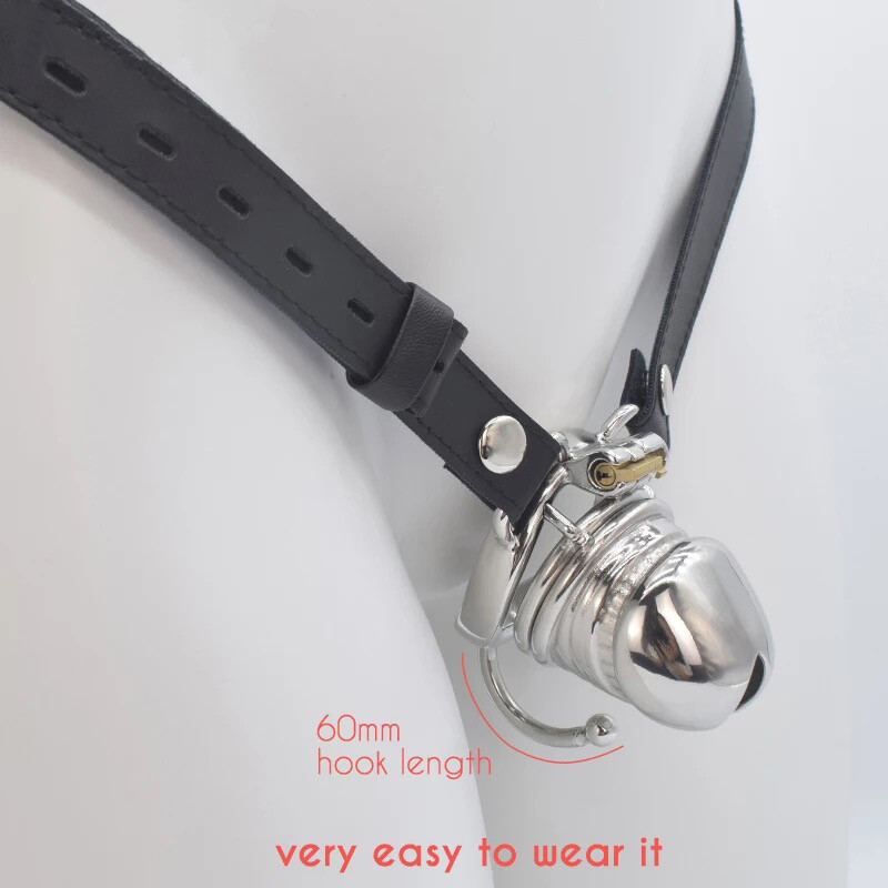Male Strapon Chastity Cage Big Metal Male Belt Devices Rings Lock for Long Time
