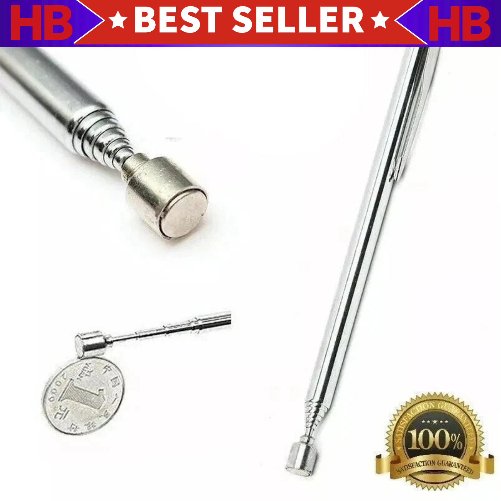 Portable Telescopic Magnetic Pick Up Rod Tool Stick Extending Magnet 25.6" 1.5LB