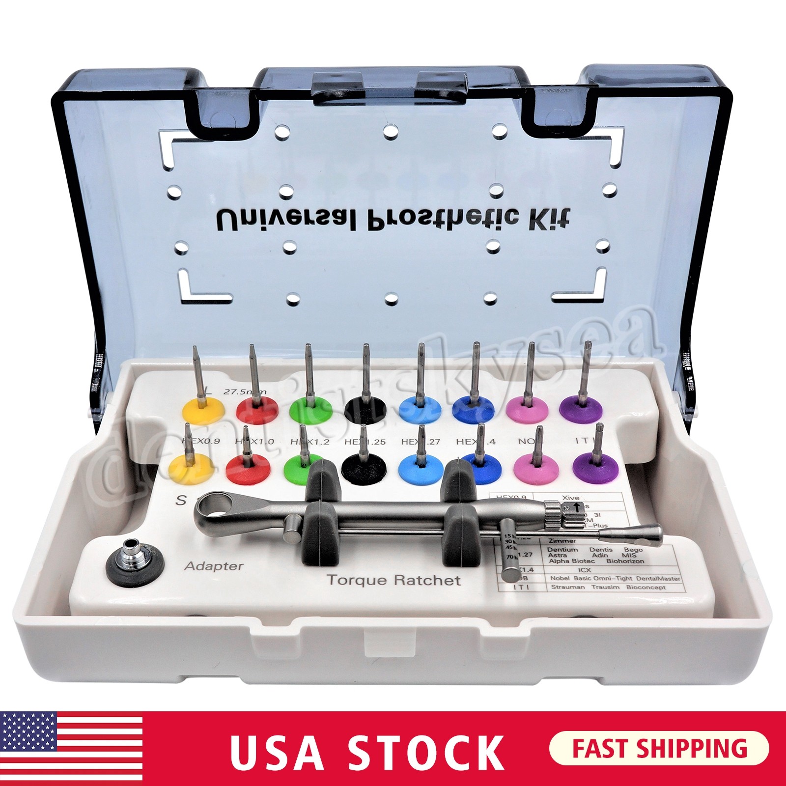 Universal Implant Prosthetic Kit Screwdriver Hex Driver Torque Wrench 16 drivers