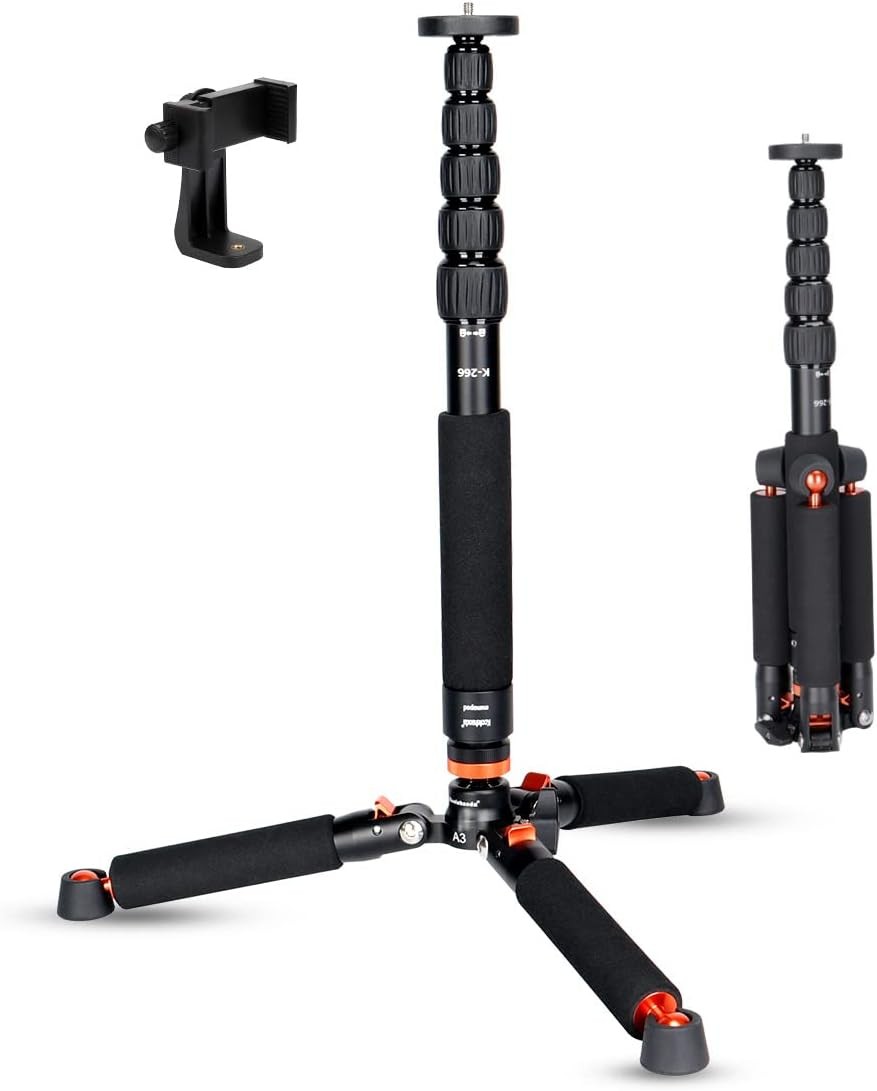 Aluminum Camera Monopod, 6-Section 18-69", Φ28mm, 13lbs Load, with Metal Base