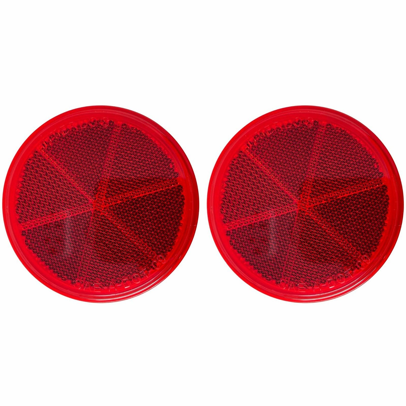 3" Inch Round Red Reflector Adhesive Bike, Trailer, Truck, Boat, Mailbox - Qty 2