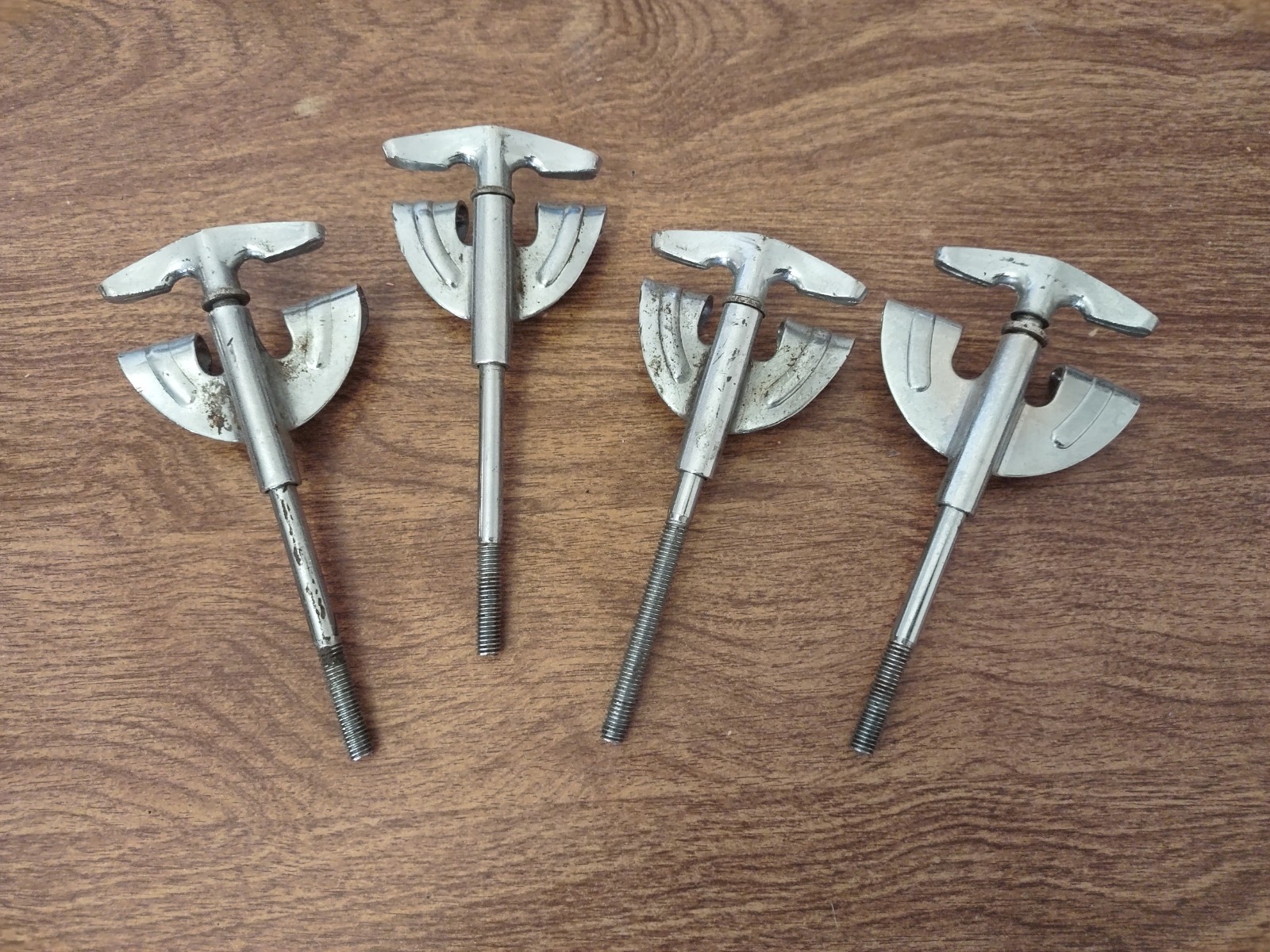 Set of 4 Bass Drum Claws and  Tension Rods, brand unknown, VGC
