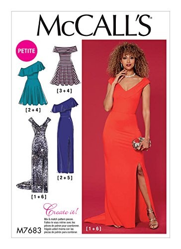 MCCALLS M7683 Misses'Petite Dresses with Shoulder & Skirt Variations SIZE 14-22