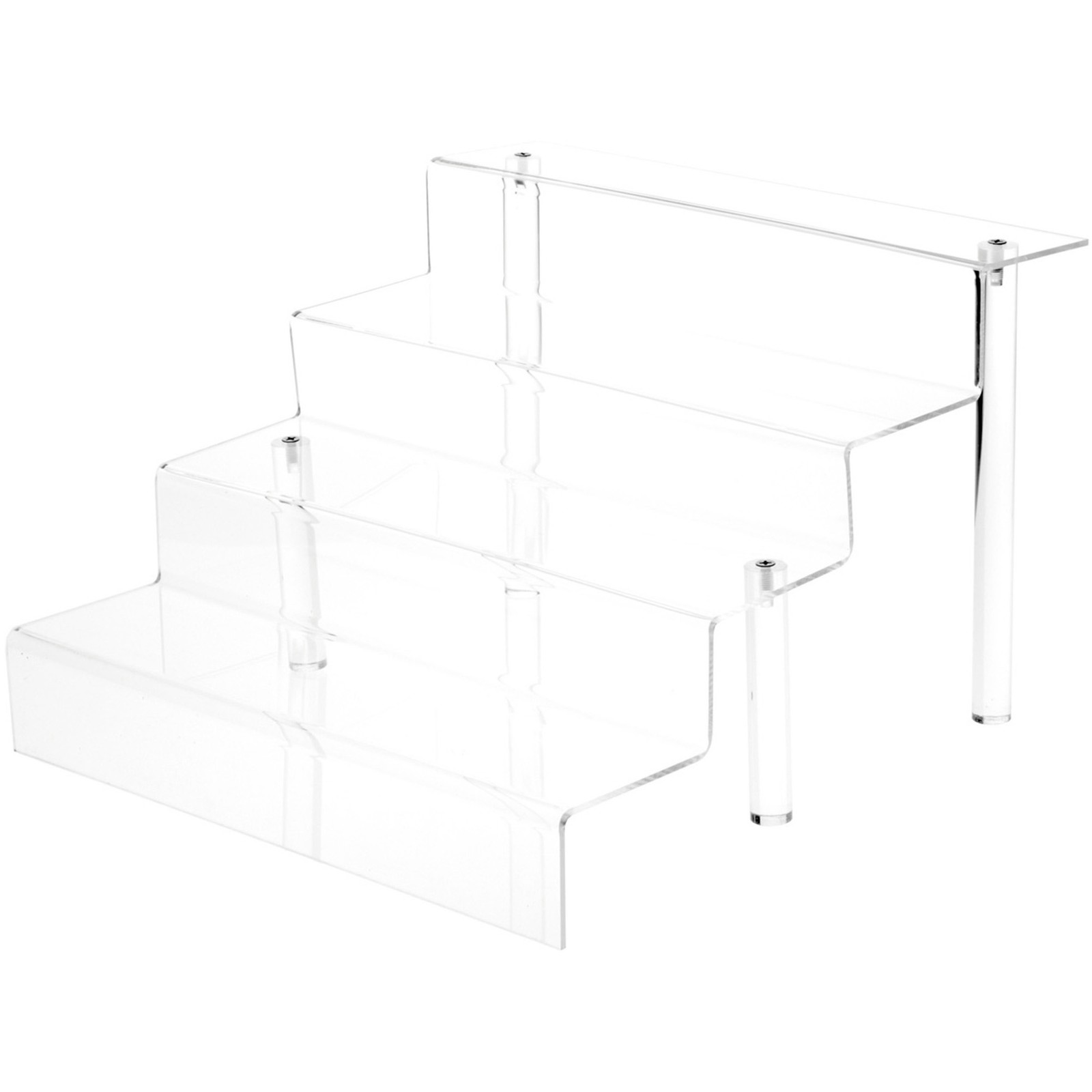 Plymor Clear Acrylic Large 4-Step Display Stairs, 12.25" H x 18" W x 20" D