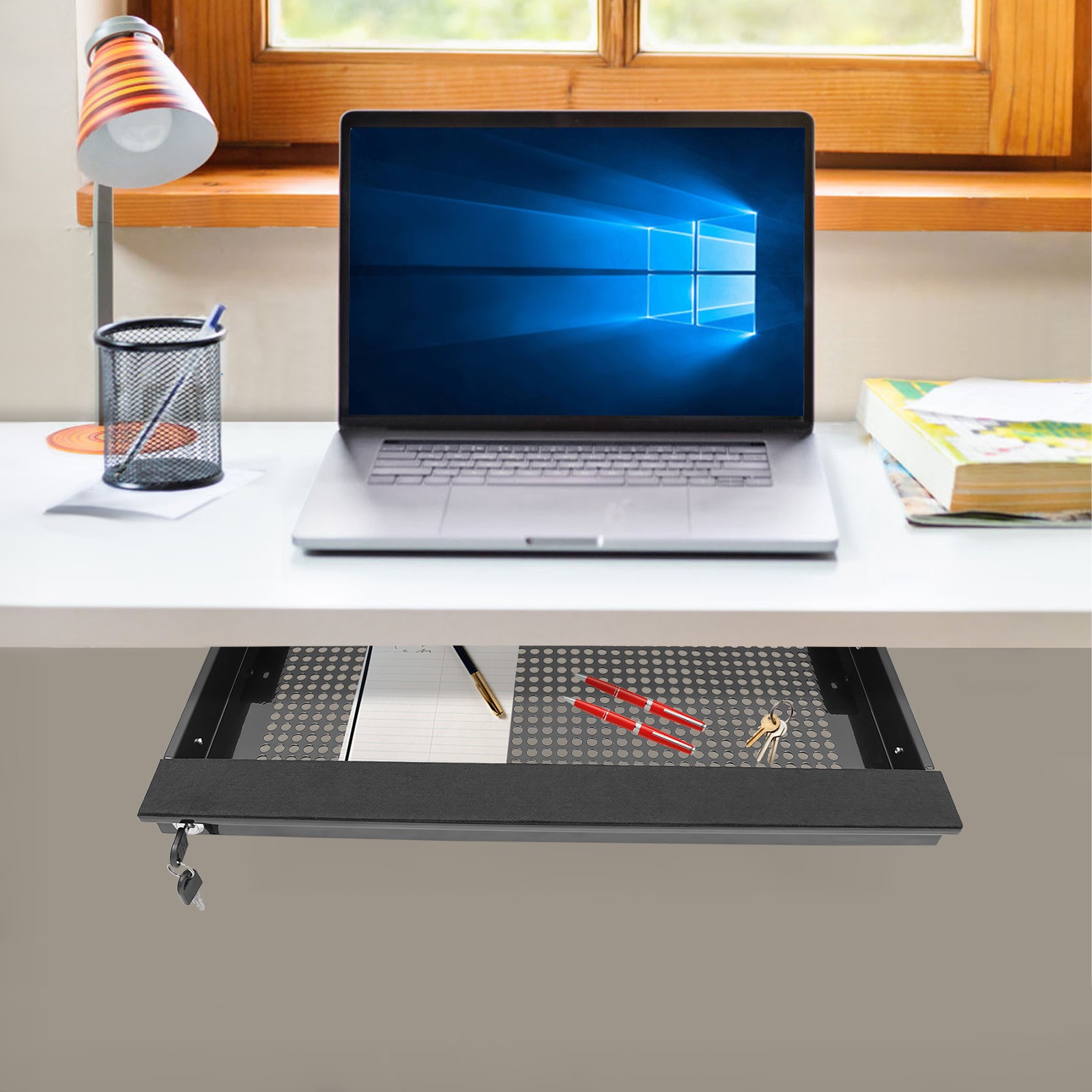 Under Desk Pull-Out Drawer Storage Organizer Office Sliding Pull-out Drawer