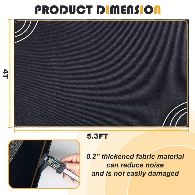4 x 5.3 Ft Drum Rug, Non-Slip Grip Bottom, 4" x 5" (Rectangular) Design Black