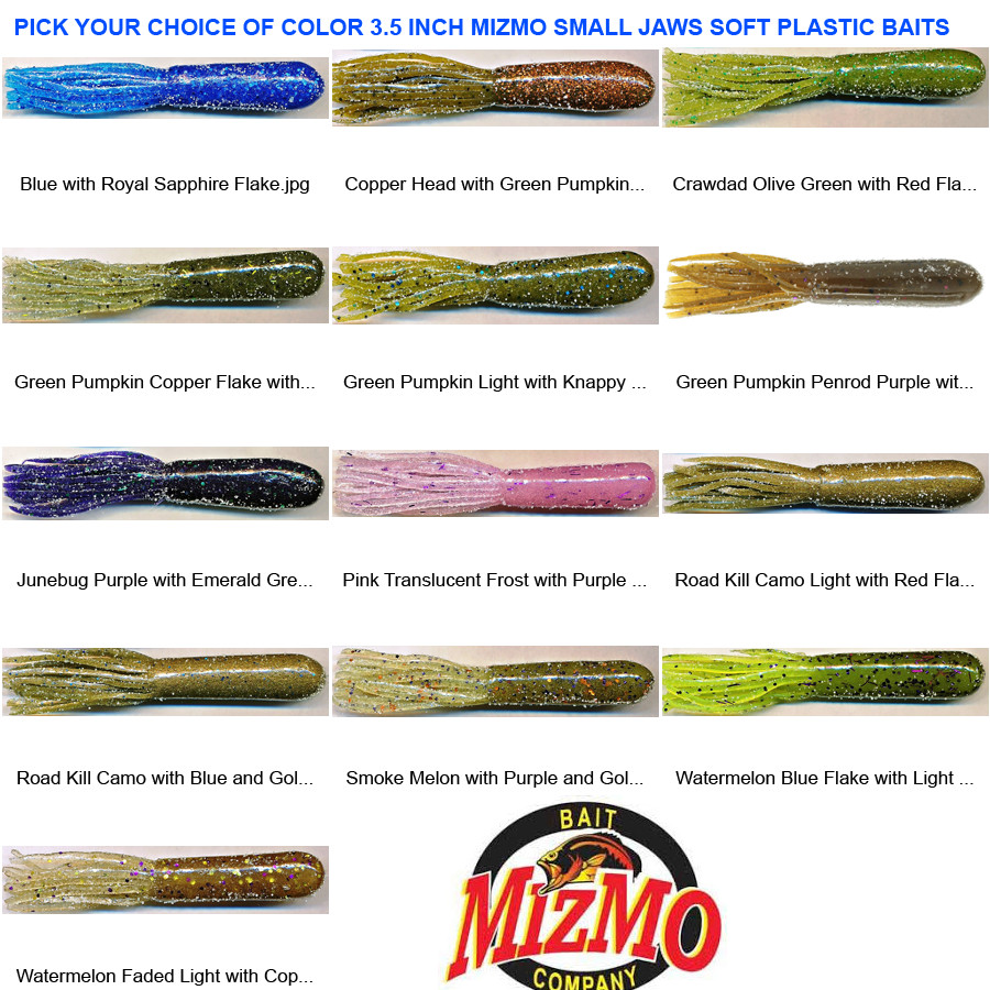 Mizmo Tubes Small Jaws 3.5 Inch Smallmouth Bass Fishing Lures Any Color 10pk
