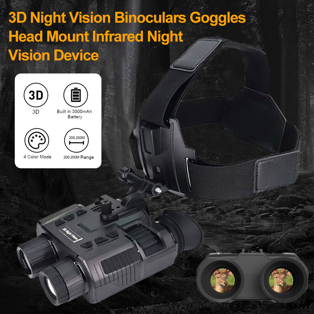Hunting Night Vision Binoculars Goggles 4X Zoom IR LED 850nm With Helmet Mount
