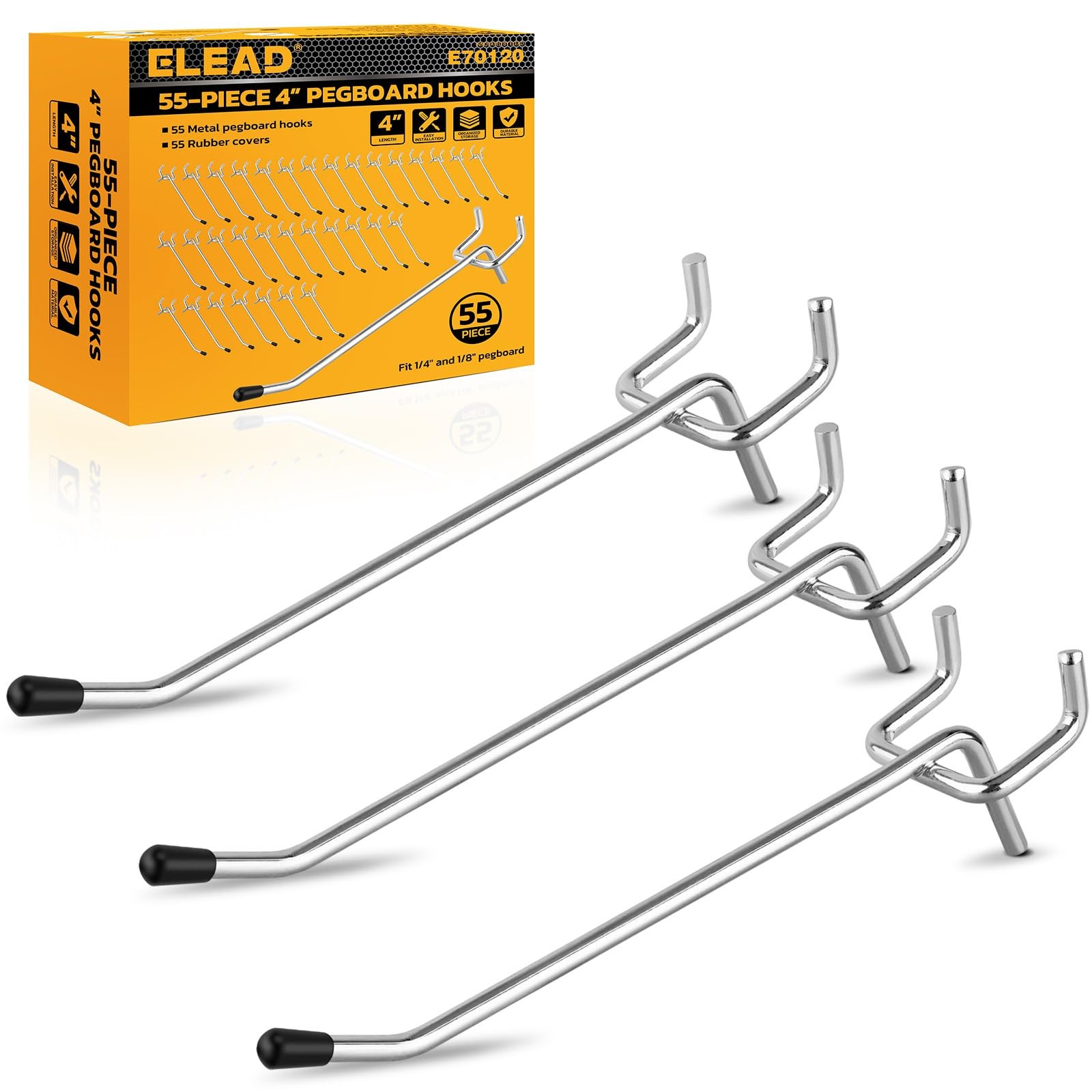 55-Piece 4 Inch Pegboard Hooks Heavy Duty Peg Board Organizer Accessories Peg...
