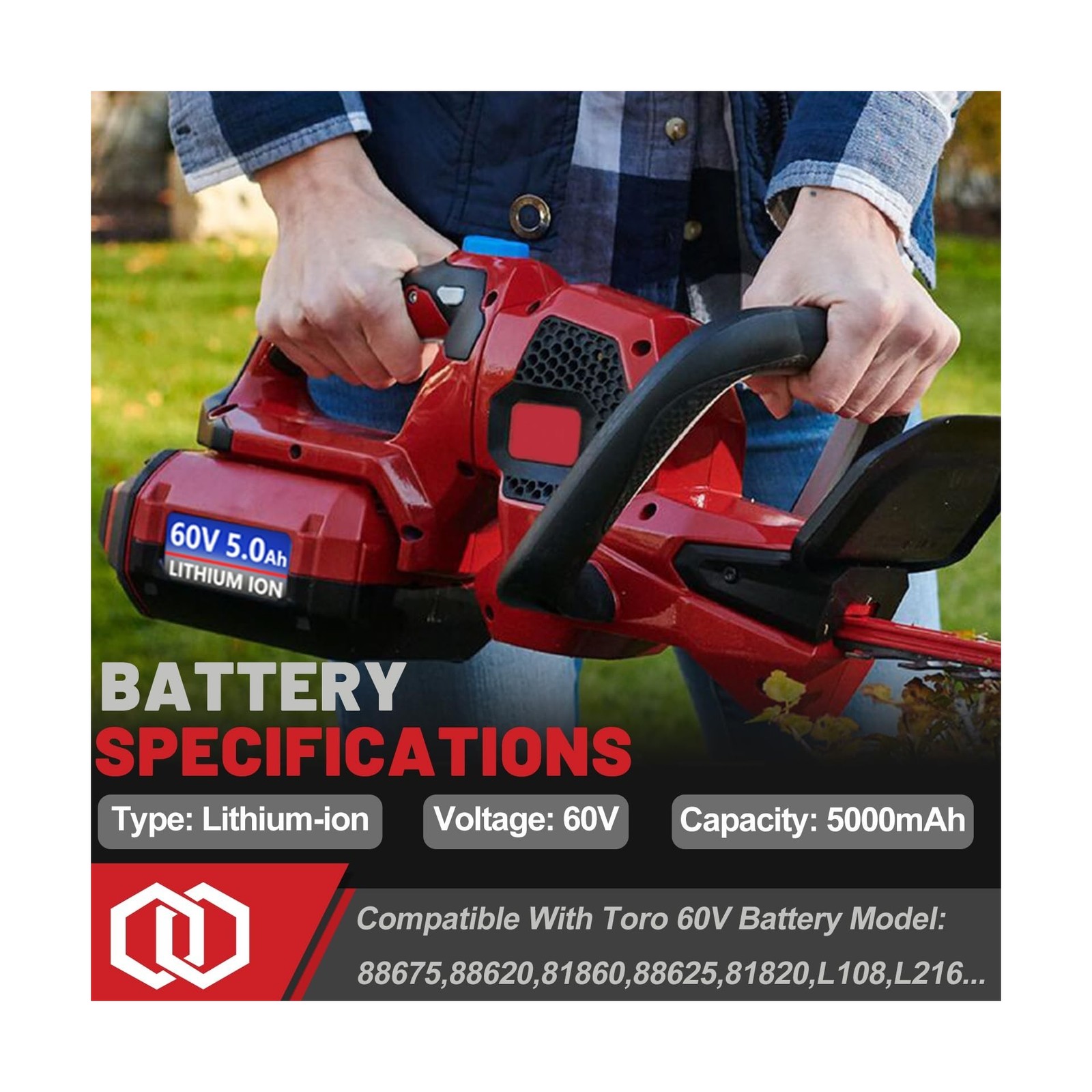5.0Ah Replacement for ‎Toro 60V Battery, Compatible with Toro 60 Volt Flex