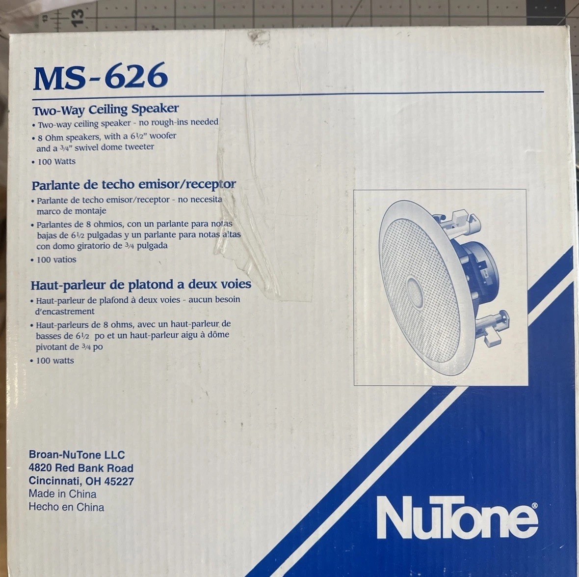 2) NuTone Broan MS-626 6” Two-Way Ceiling Speakers – White – New Open Box
