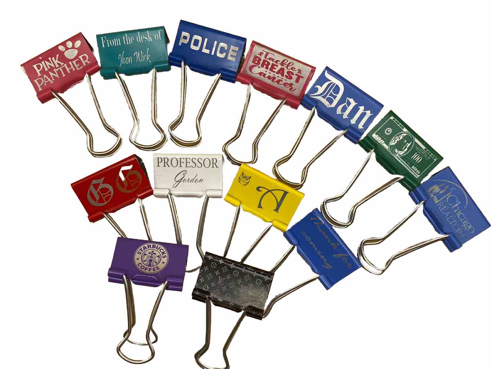 Money clip fold Back Clips Any Text Numbered Letter Or Logo 12pk