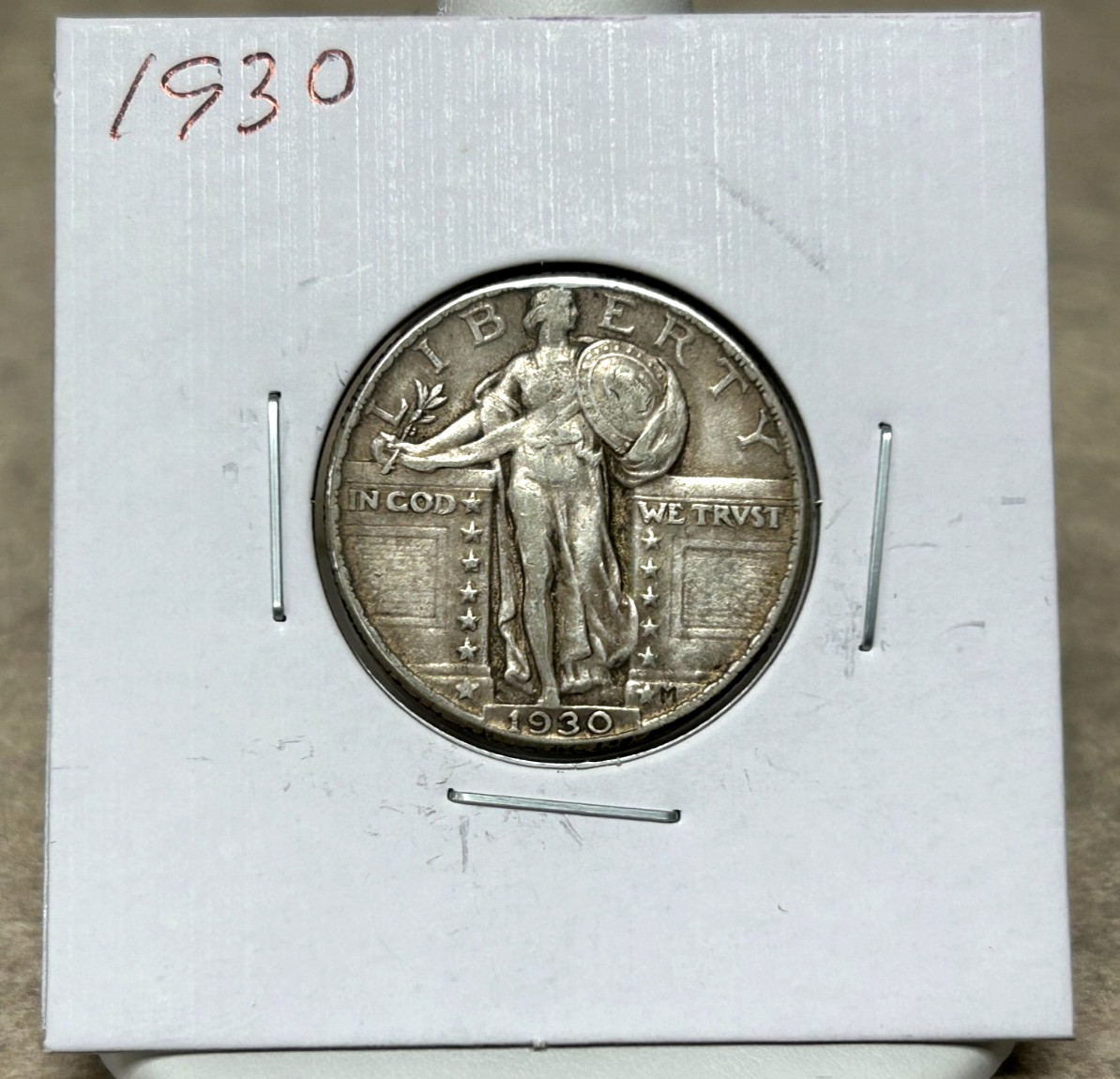 1930 Standing Liberty Quarter - Higher Grade - Scratch on Reverse - Original