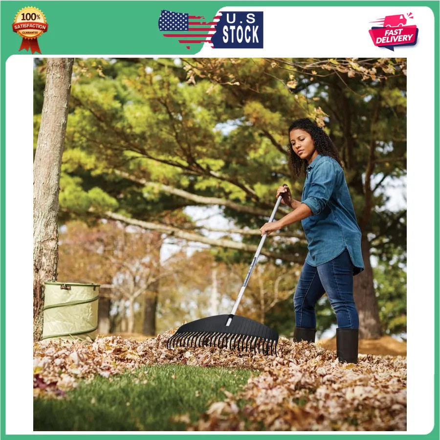 Fiskars Poly Leaf Rake 67 Inch Durable Garden Lawn Tool