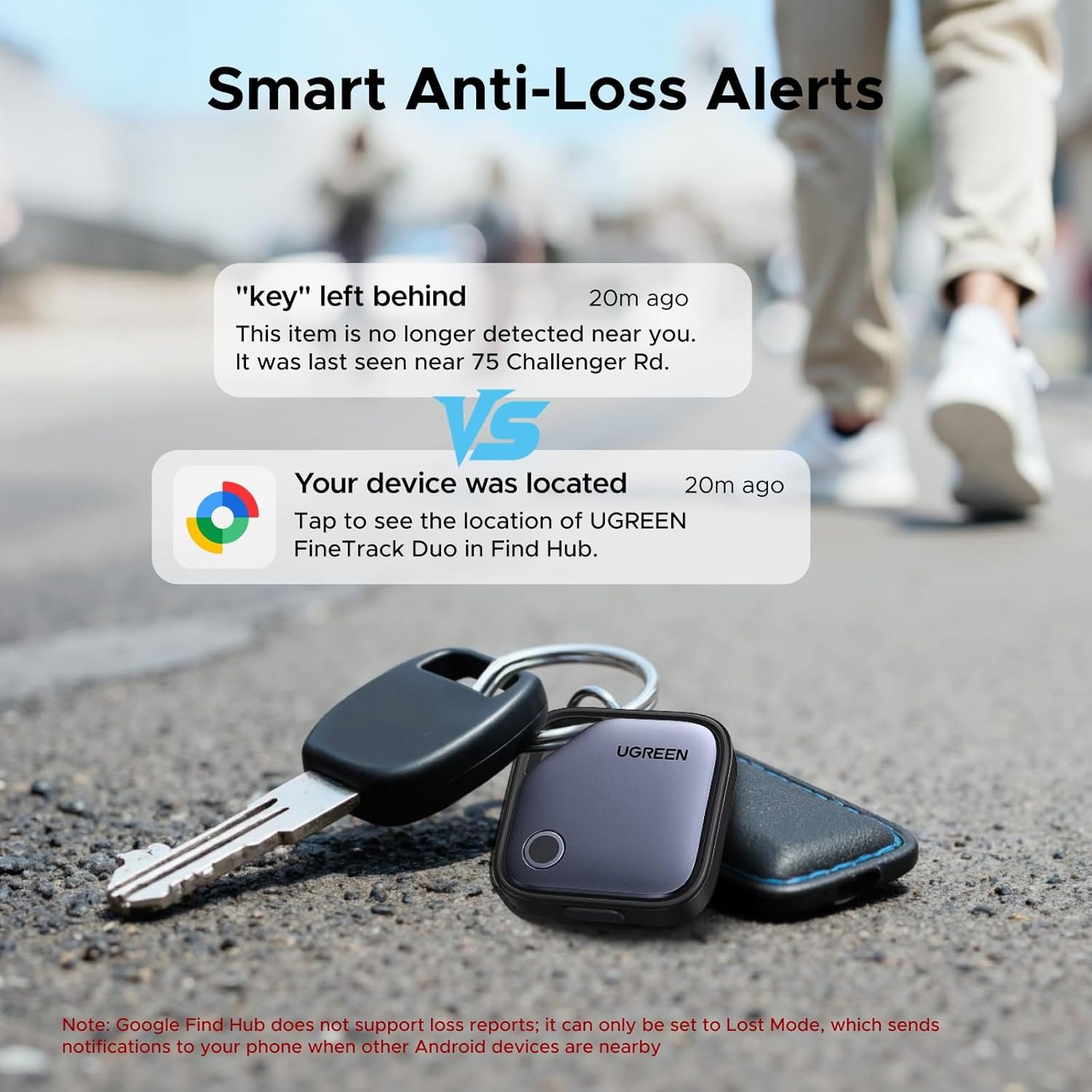 UGREEN Finder Duo (Ios and Android) Air Tracker Tags 4 Pack, Rechargeable Androi