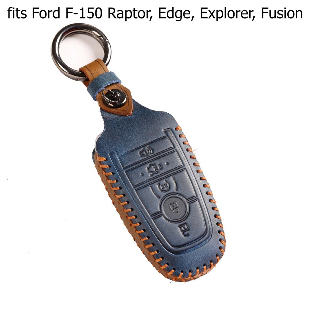 Durable Leather Key Fob Holder Case Compatible with Ford F-150 Raptor Explorer