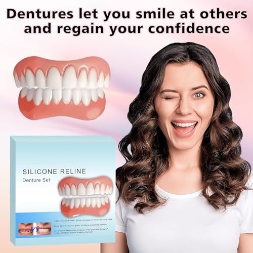 Silicone Reline Denture Kit for Upper & Lower Teeth, Soft Comfortable Veneers
