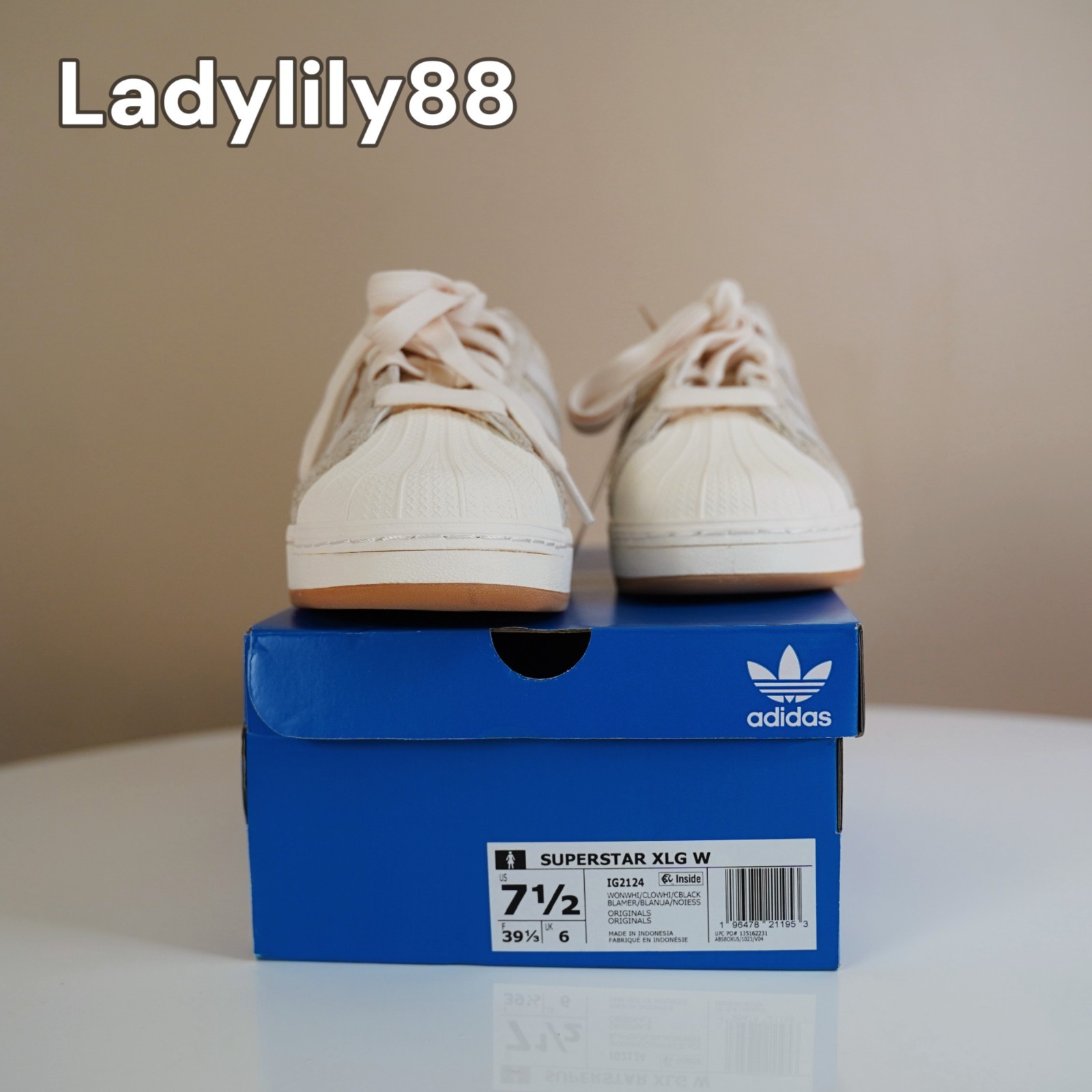 NEW WITH BOX Adidas Superstar XLG 'Wonder White' Sneakers / IG2124 WMNS