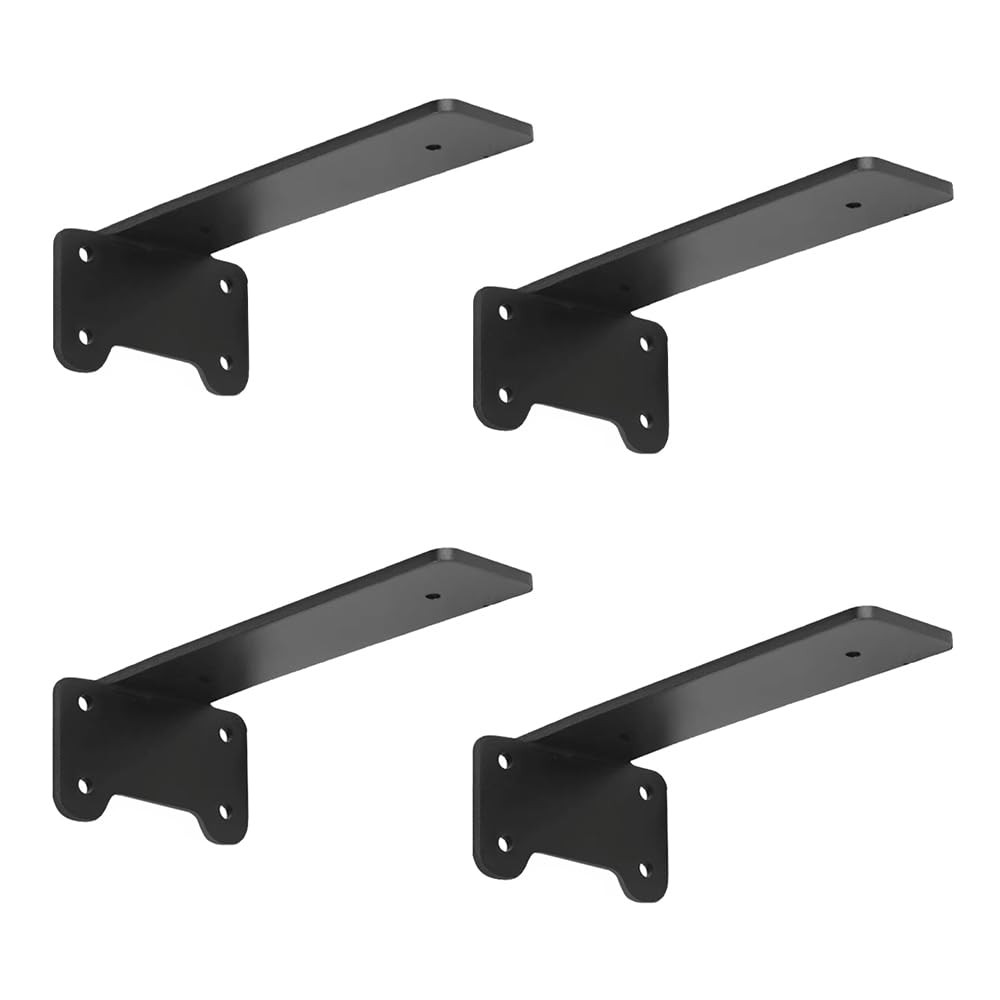 Floating Shelf Bracket, 10-Inch 4 Pack Hidden Shelves 10 Inch 4 Pack, Black