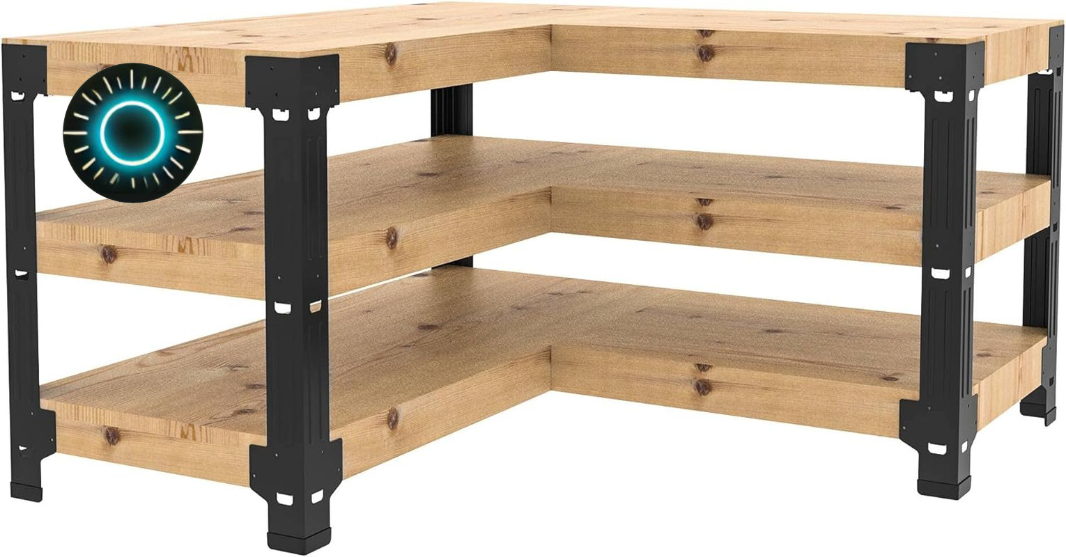 Universal Steel Workbench Kit 5 Legs L Shaped Heavy Duty Work Bench Garage NEW