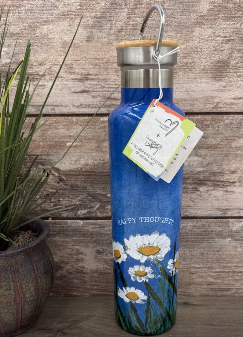 Primitives by Kathy Happy Thoughts Friendship Heart Gallery Insulated Bottle-NEW