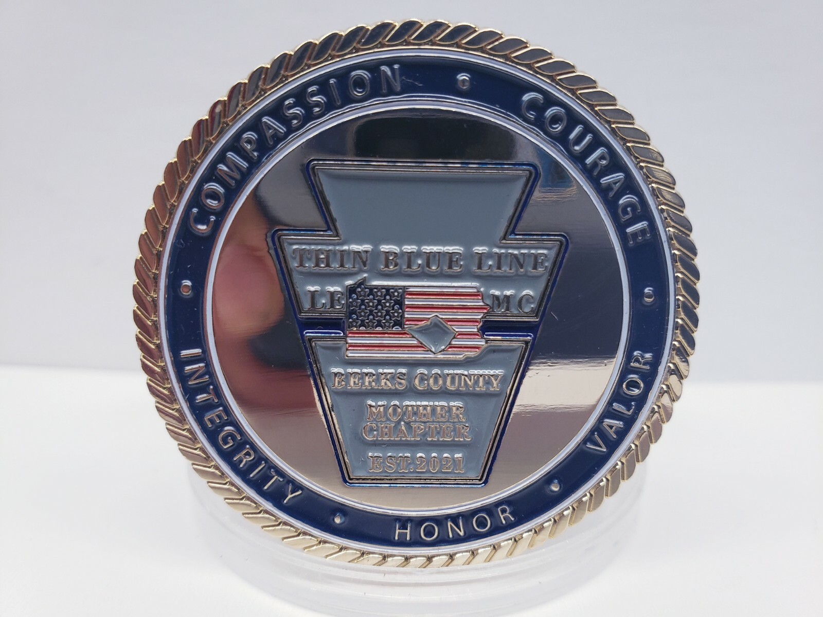 Thin Blue Line LEMC Berks County Mother Chapter Est.2021 Challenge Coin