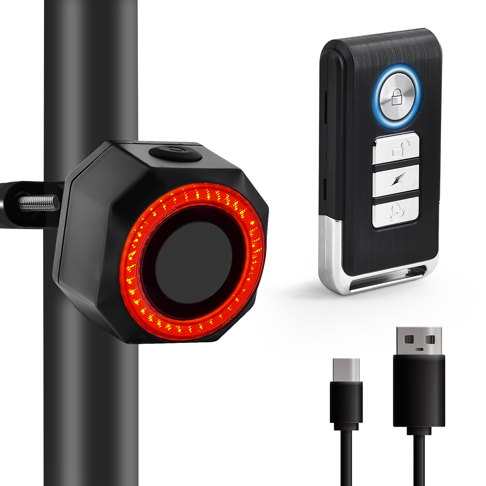 Vehicle Alarm Lock Key into Arm Mode Protection Super Loud Horn w/ Rear Light