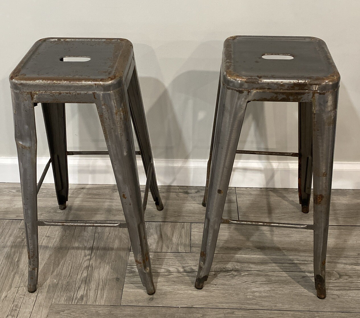 Lot of 2 Commercial Grade 30" High Metal Factory Stool Chairs Local Pick Up NJ