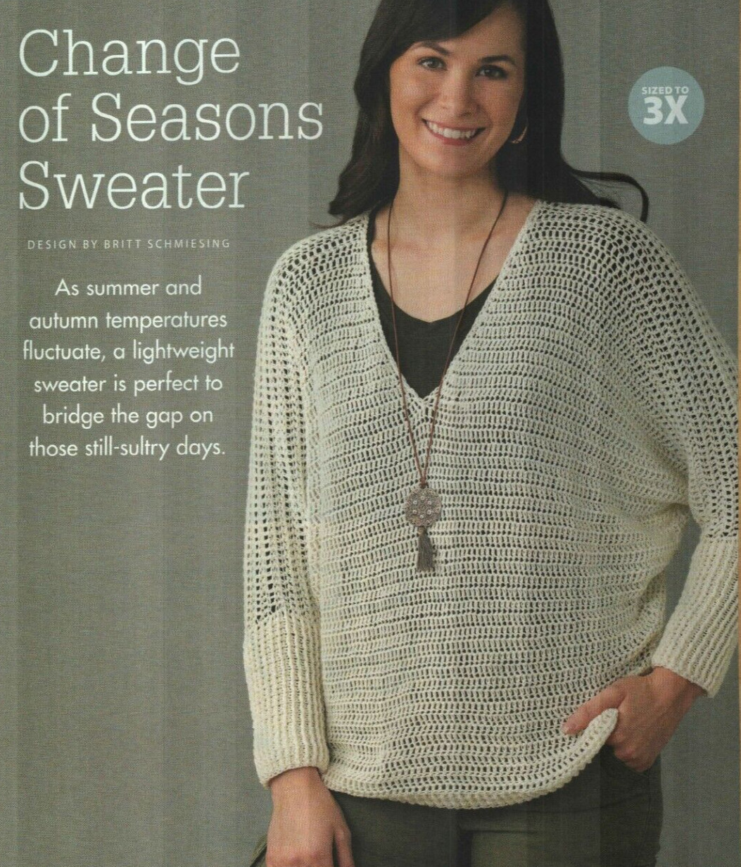 CHANGE OF SEASONS SWEATER 7 SIZES WOMEN'S CROCHET PATTERN INSTRUCTIONS