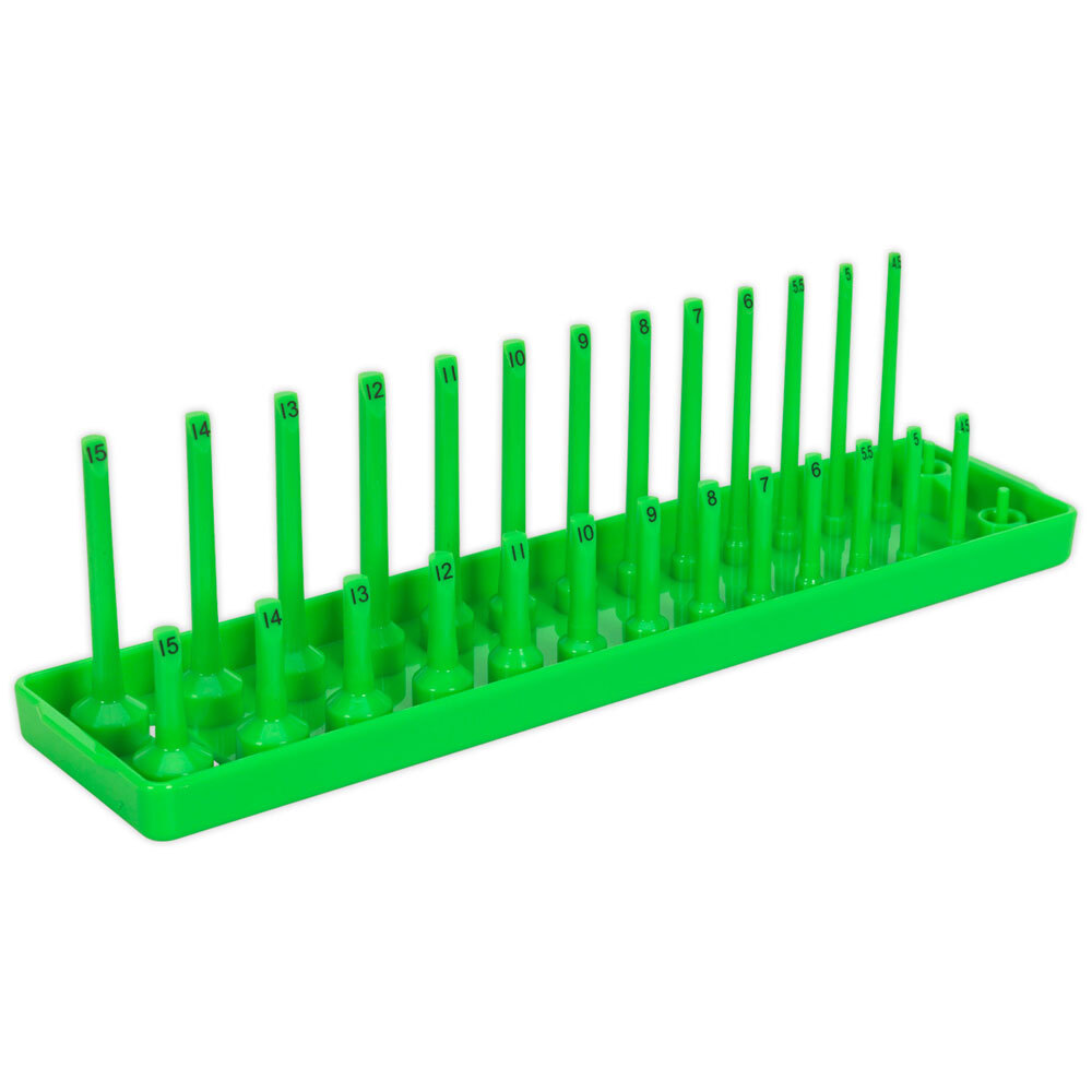 Sealey SH1414HV Socket Holder 1/4"Sq Drive 4-15mm Hi-Vis Green