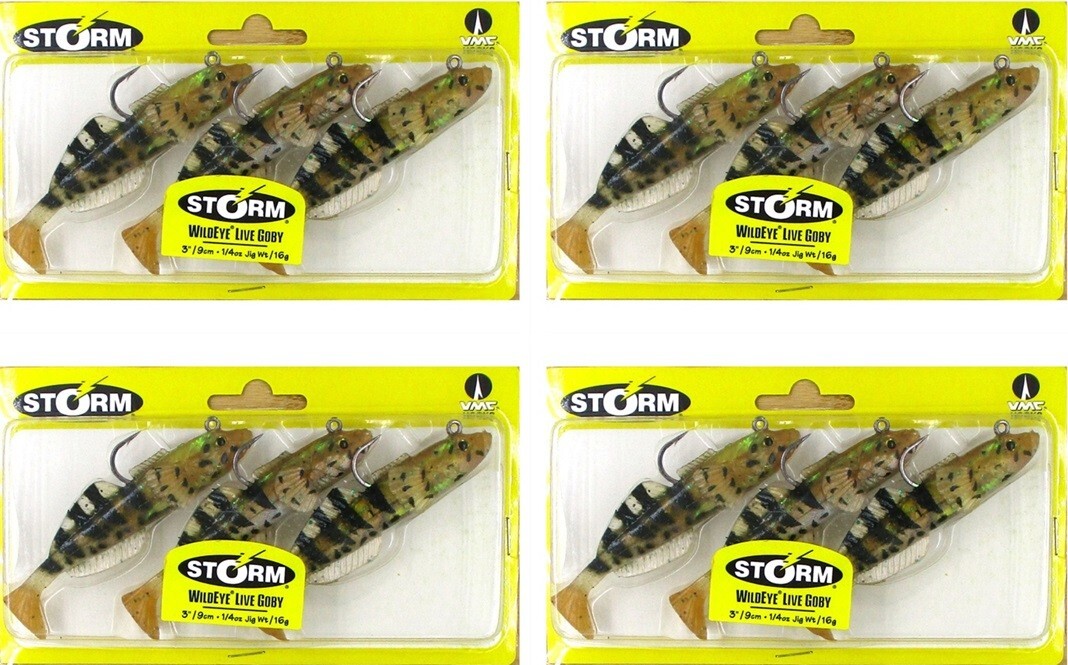 (4) Packs Of 3 Storm Wildeye 1/4 Oz Live Goby 3" Swimbaits Natural Brand New