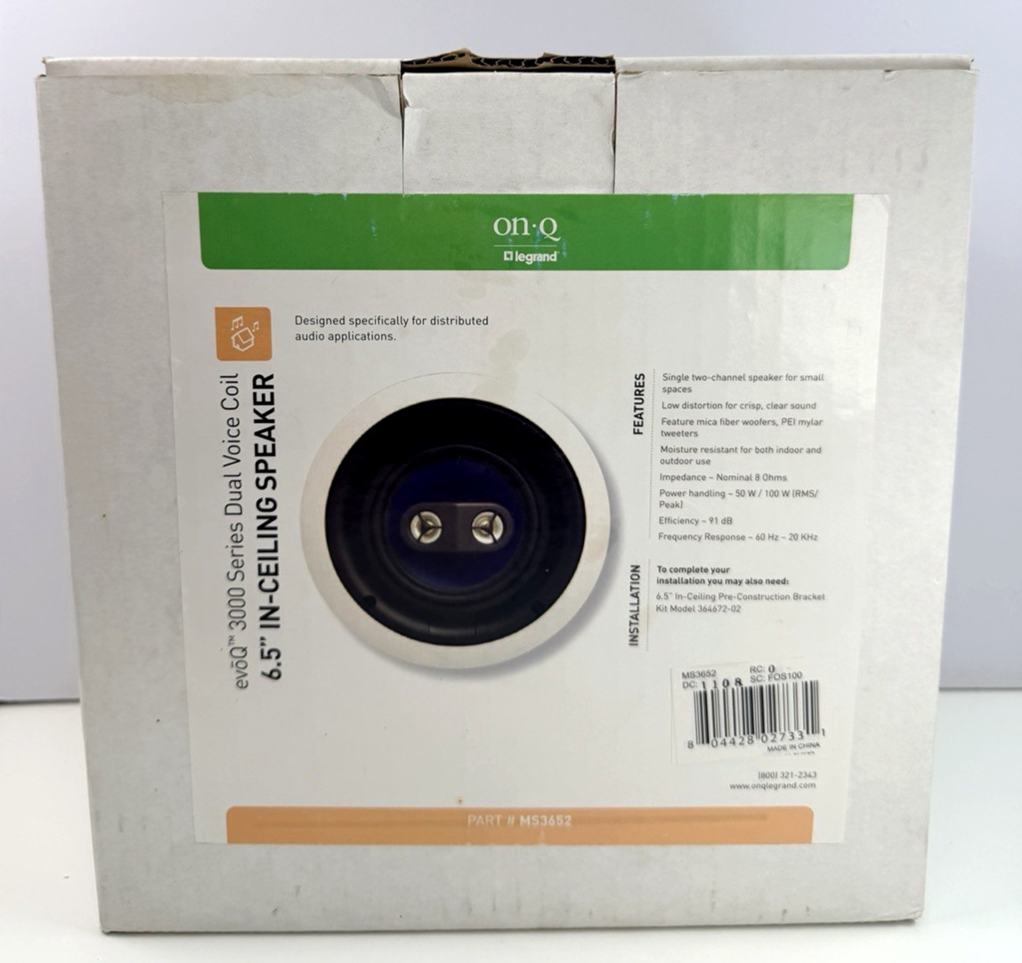 On-Q Legrand Evoq 3000 In Ceiling Speaker 6.5" Brand New