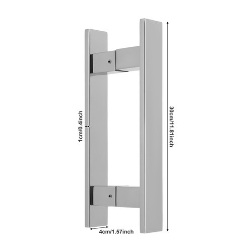 H-Shaped Glass Door Pull Handle, Double-Sided Design, Stainless Steel