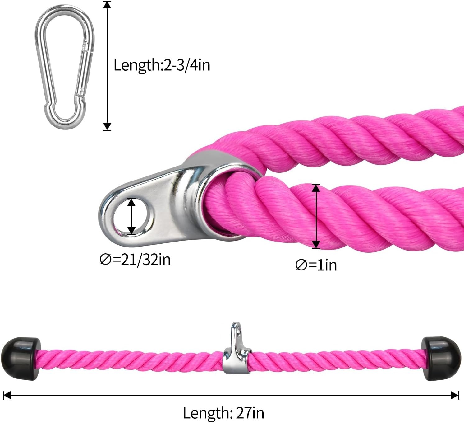 Tricep Rope, 27 Inches Cable Machine Attachment, Pull Down Attachments with C...
