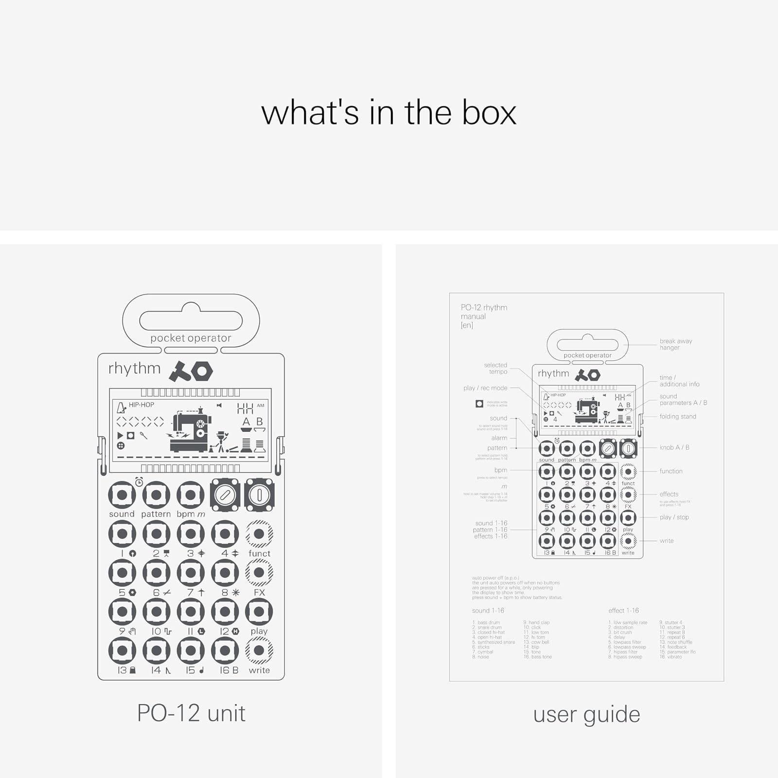 Teenage Engineering PO-12 Rhythm Drum Machine & Sequencer