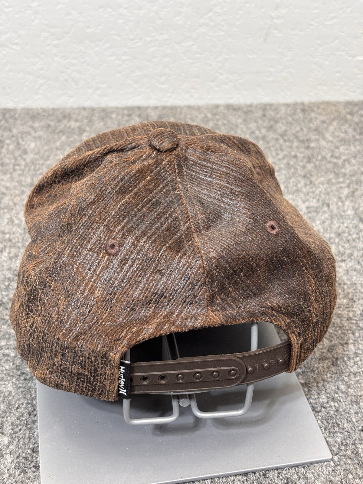 Hurley Snapback Hat Brown Fabric w/Orange Hurley Wings Patch