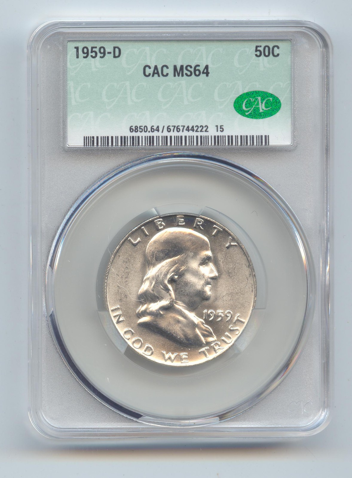 1959-D Franklin Half Dollar, CAC MS-64