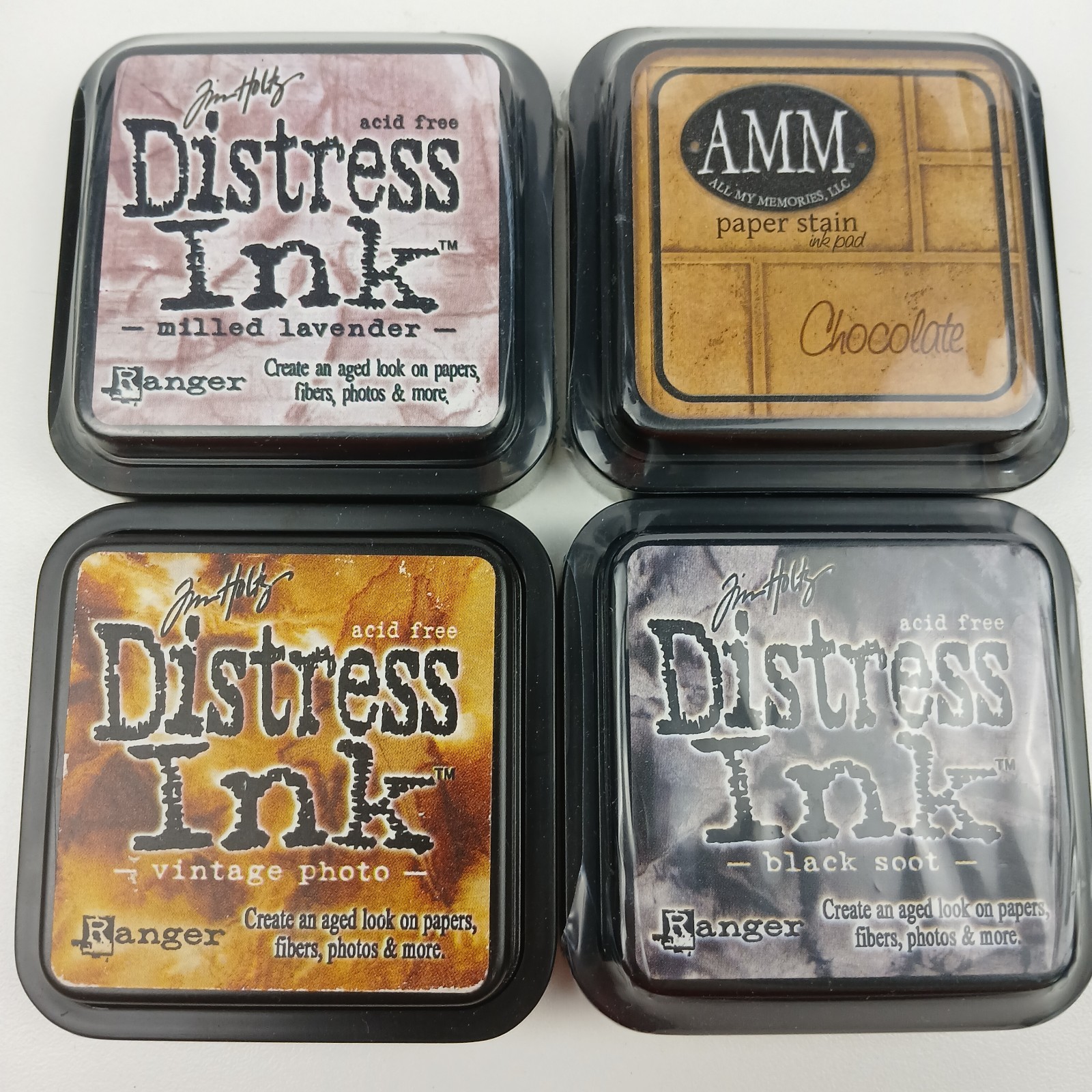 Mixed Lot 4 Tim Holtz & AMM Distress Oxide Ink Pad Ranger Scrapbook Stamp 3 NEW