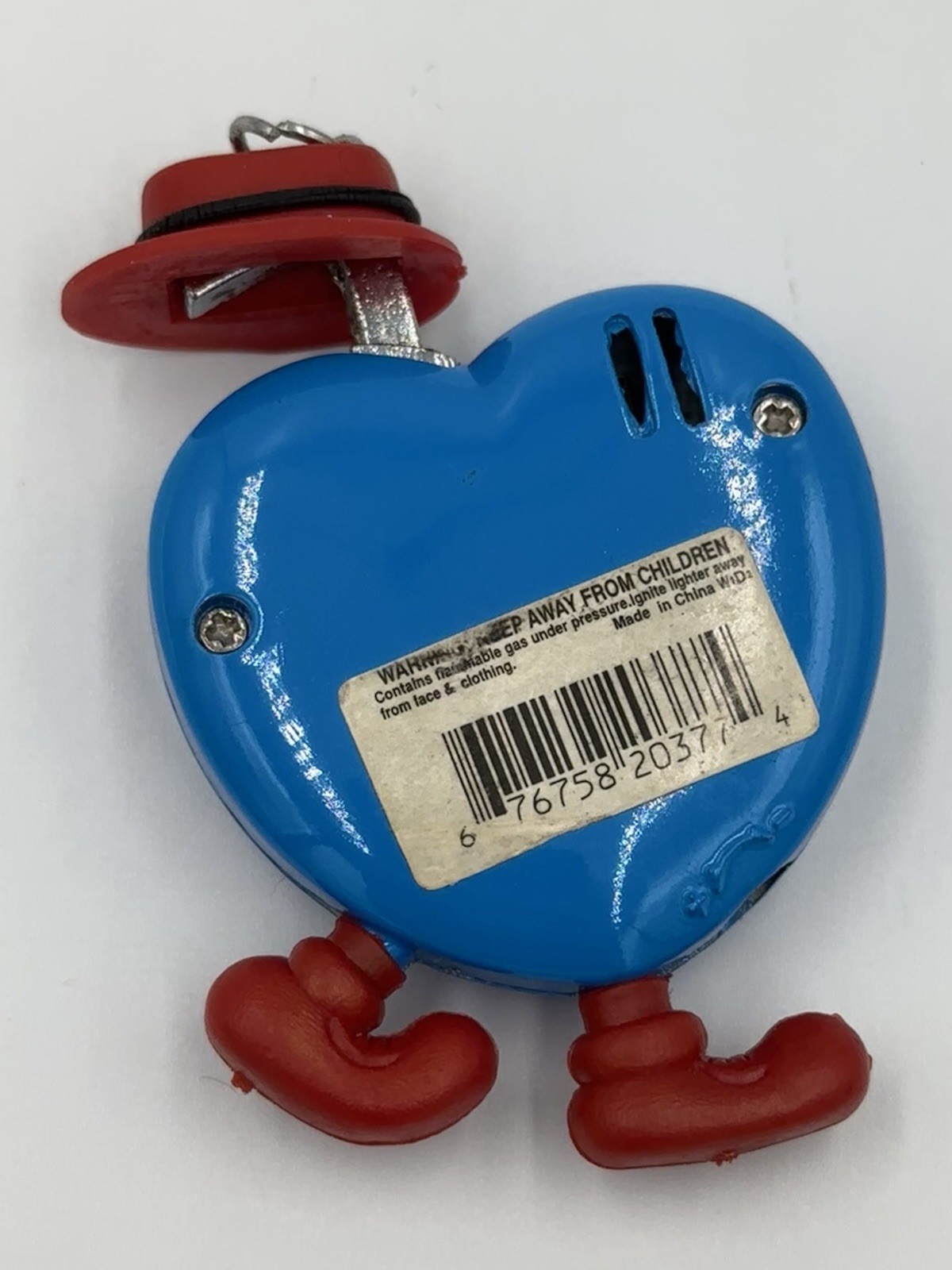 Vintage Blue Walking Heart Novelty Lighter - Red Hat & Boots - Untested
