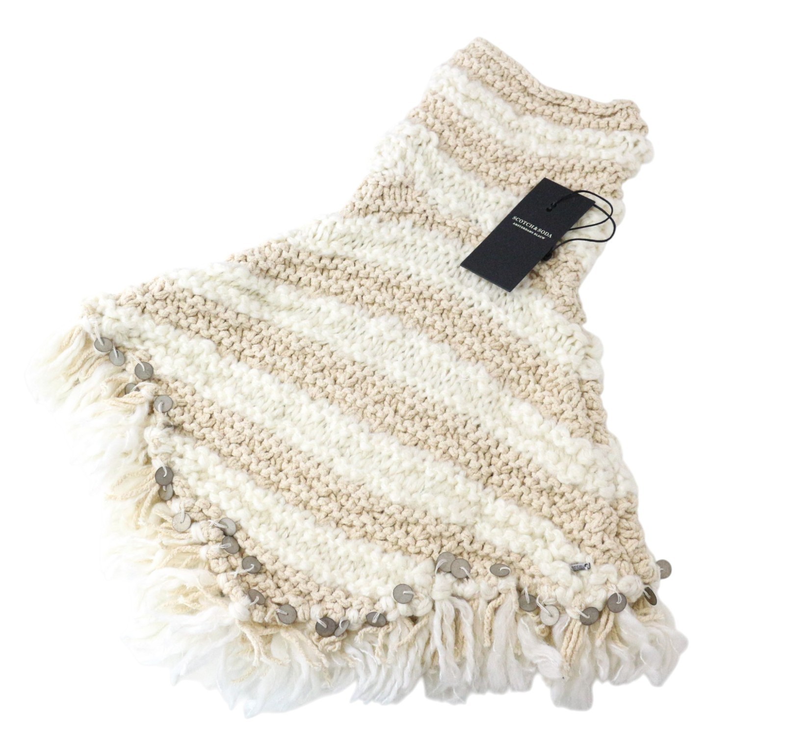 Scotch & Soda Ams Couture Women's Scarf OS Beige Ecru Striped Sweater