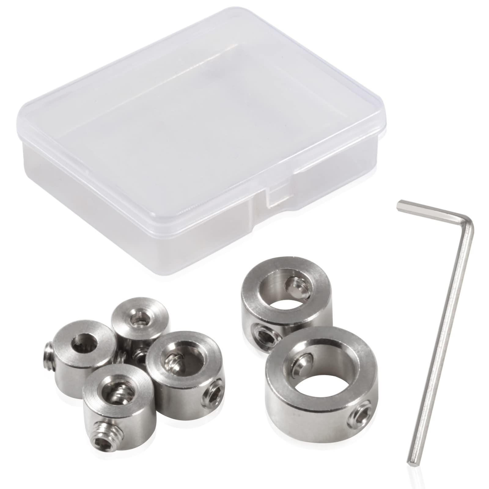 Drill Bit Depth Stop Collar Set Includes 6 Pcs 304 Stainless Steel Stop Bit C...