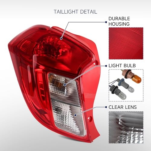 Tail Light Assembly Compatible with 2016-2022 Chevy Spark Red-Left Driver Side