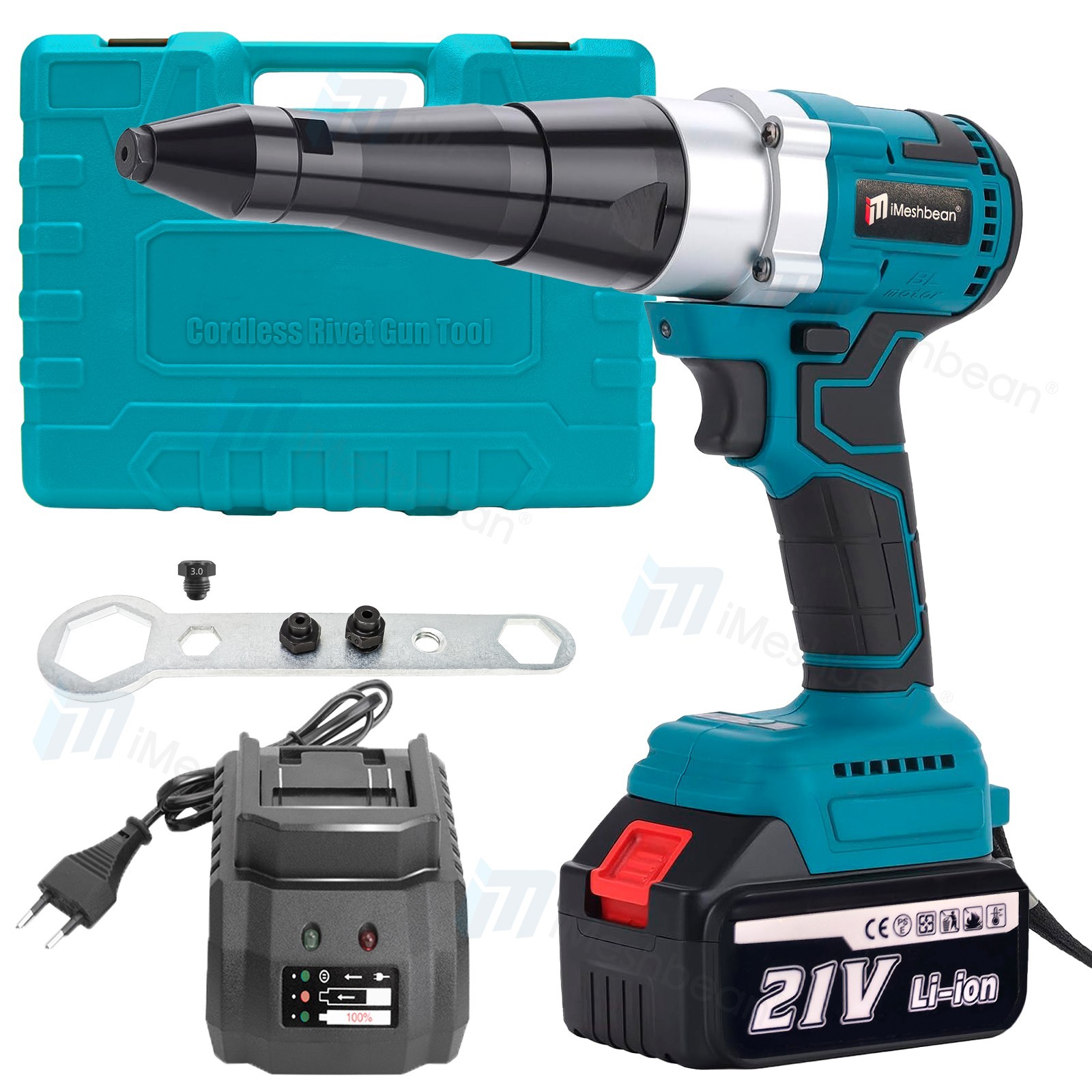 21V Pop Rivet Gun Cordless Electric Automatic Rivnut Tool NutSert Blind Riveter