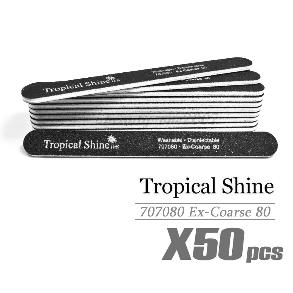 Tropical Shine Nail File 80/80 #707080 x 50 Pieces - EX-Coarse