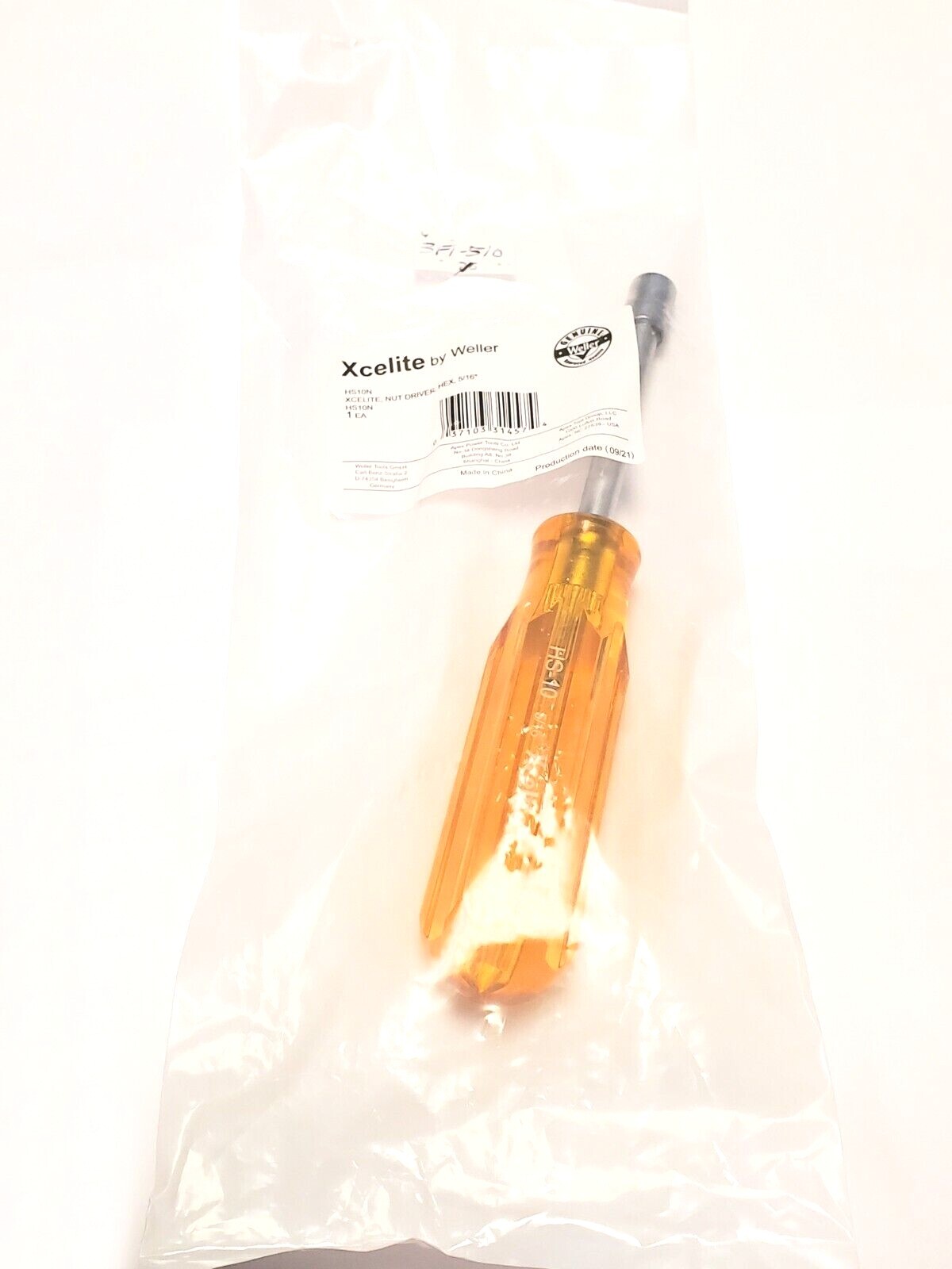 Xcelite HS10N 5/16” Full Hollow Hex Nutdriver  3F1-510  1 pc