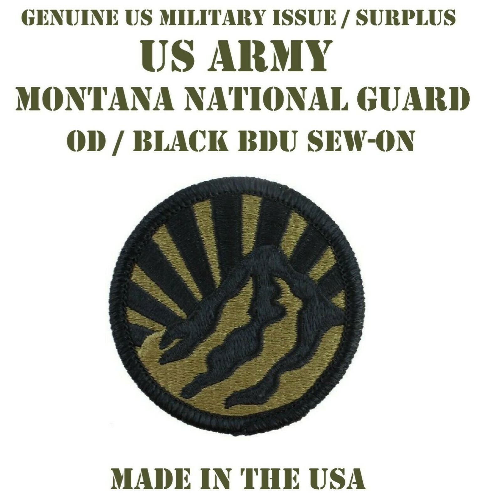 US MILITARY PATCH PATCHES MONTANA ARMY NATIONAL GUARD MT JFHQ UNIFORM BDU OD GRN