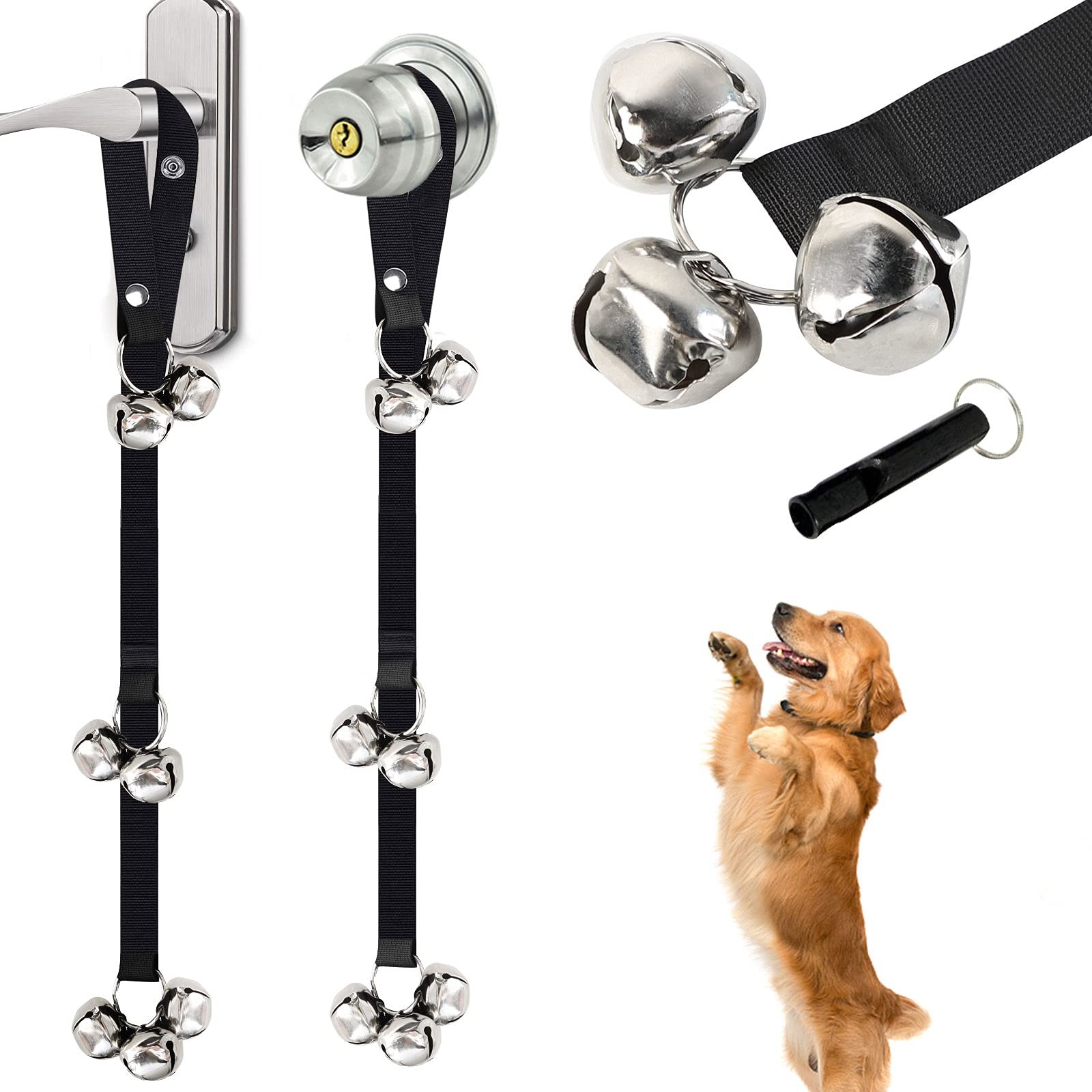 2 Pack Dog Doorbells Training Potty Adjustable Strap Door Bell Puppy Training