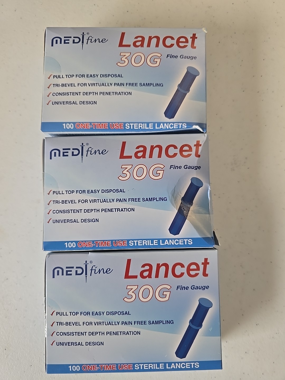 Lancets Universal 30-gauge 100ct. Sterile Single Use Lot of 3 Boxes New 29 Exp