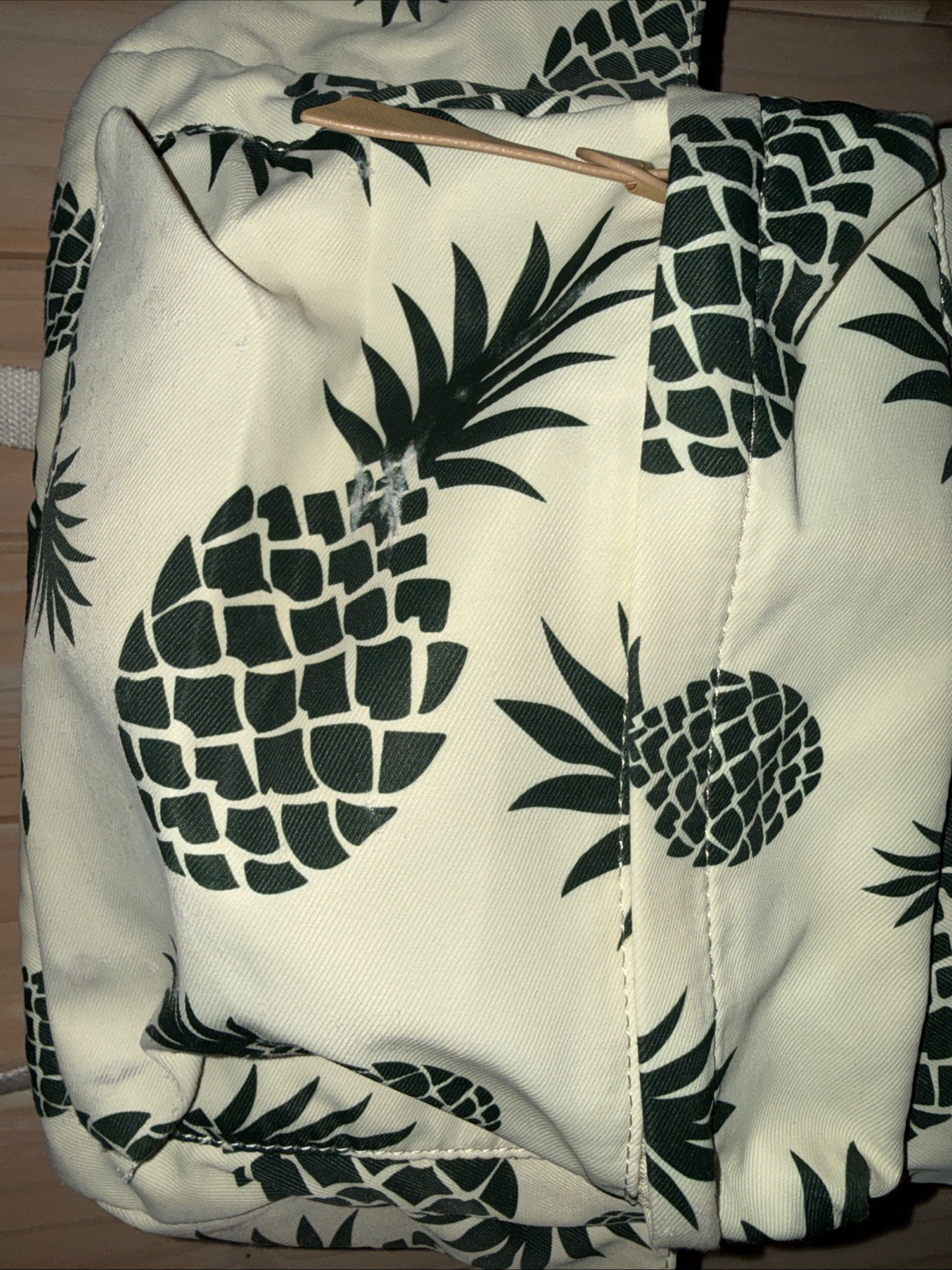 Pineapple Backpack 16" Cream Green Tropical Print Teen Women School Bag