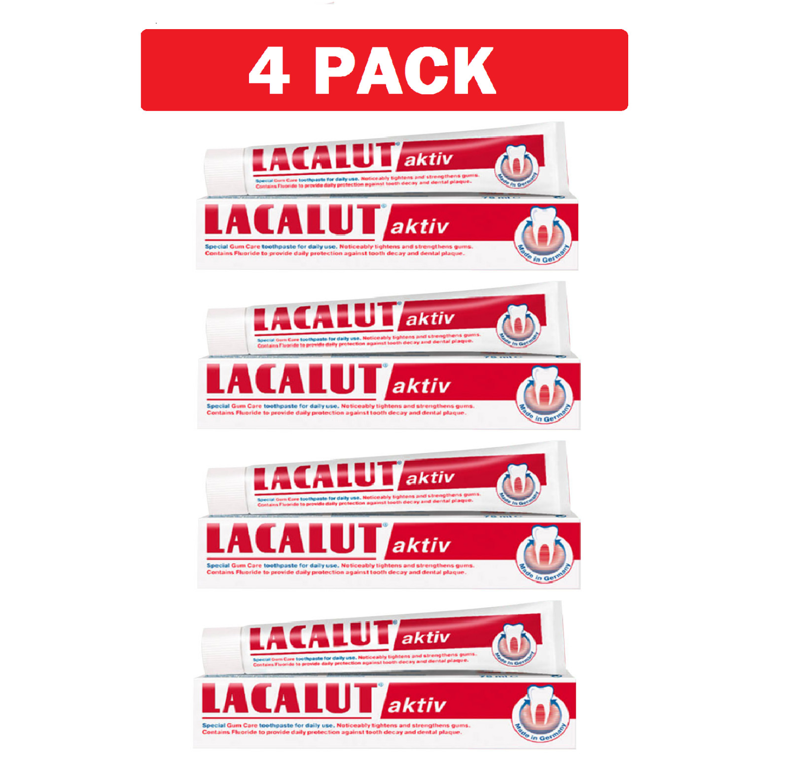 4 Pack Lacalut AKTIV bleeding gums toothpaste  4 x 75ml